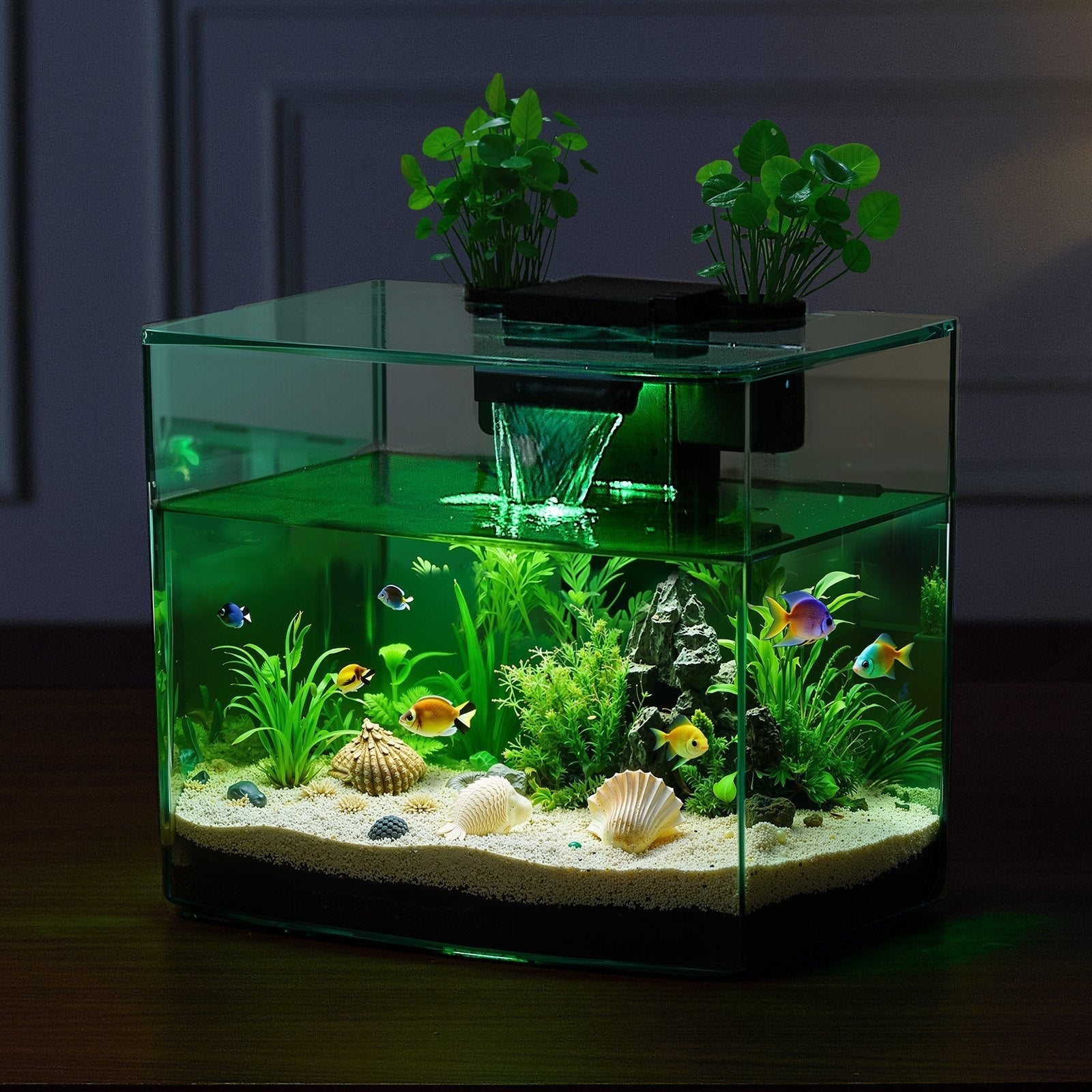 Smart Arch Gallon Aquarium – Clear GPPS Fish Tank with LED Lighting & Self-Cleaning