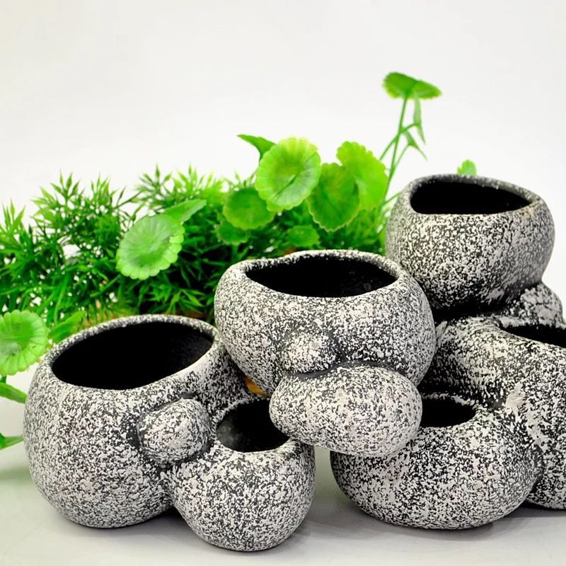 Ceramic Simulation Stone Cichlid Pots Multifunctional Hydroponic Fish Hiding & Breeding Tanks